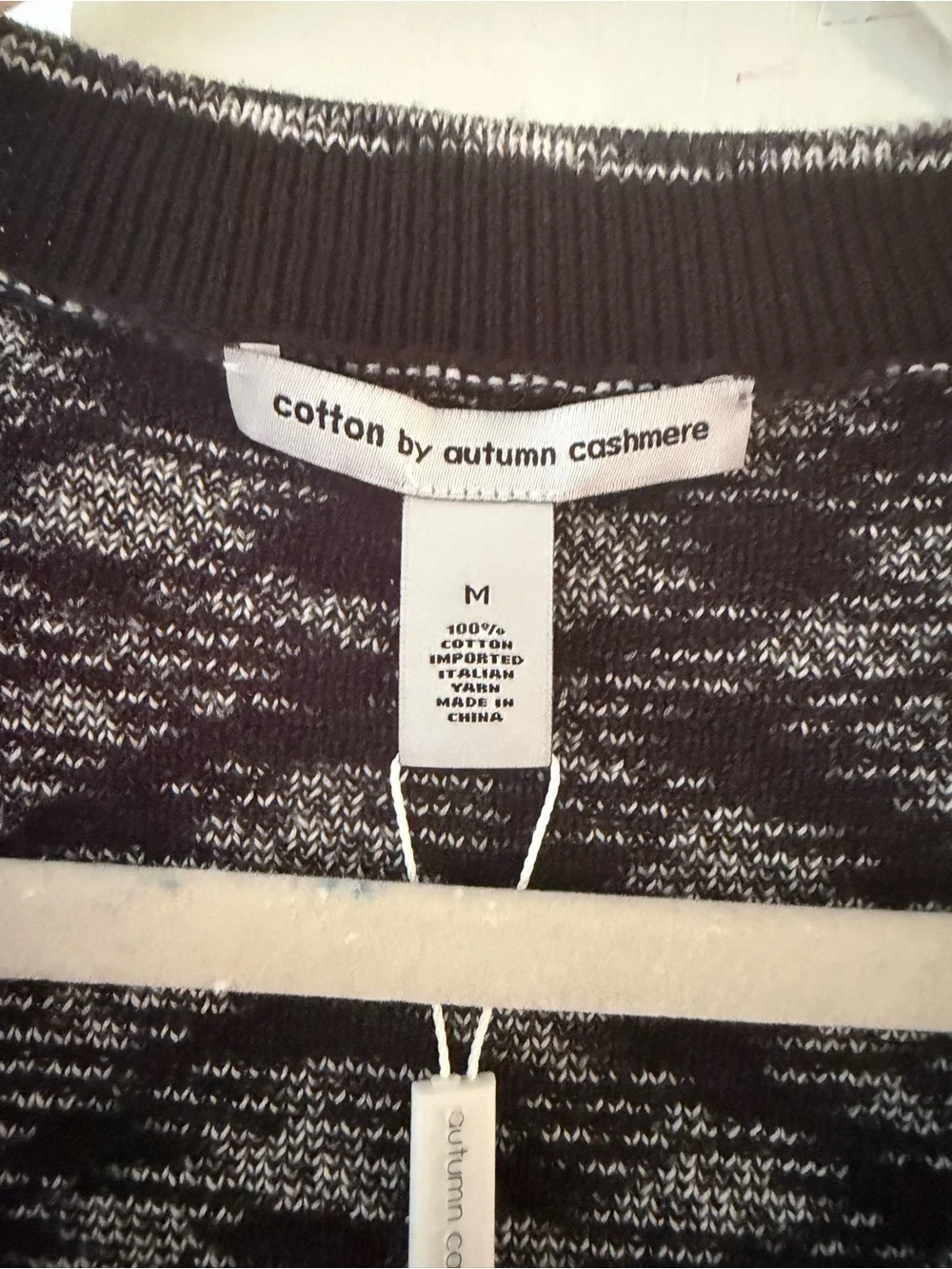 Autumn Cashmere Black and White Patterned V-Neck Button Cardigan